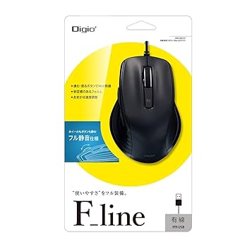 Amazon | 【F_line】有線静音5ボタンBlueLEDマウス/ブラック